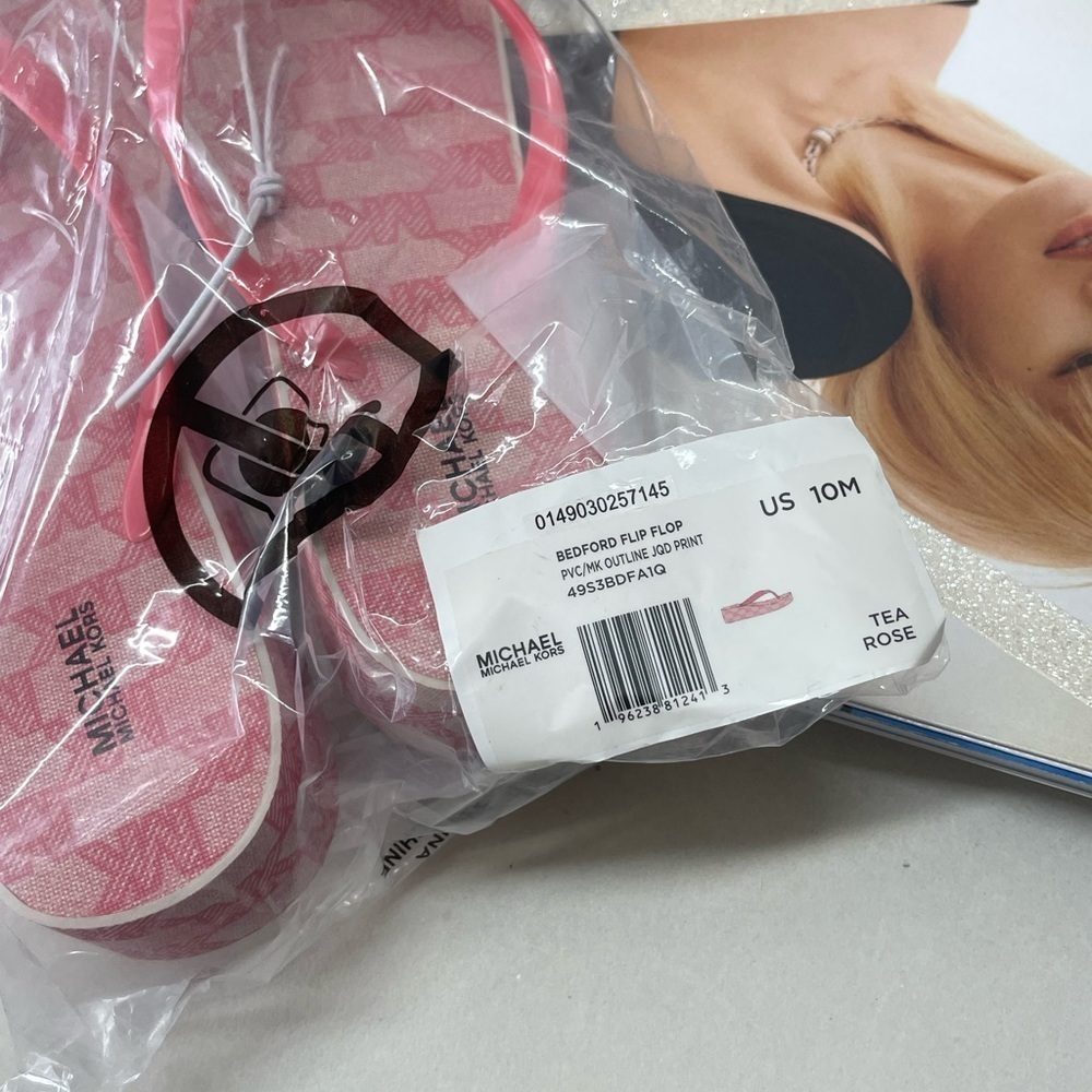 (new+tag) Michael Kors Bedford sandals wedges pink monogram size 8 - Picture 5 of 11